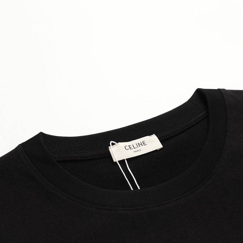最安値挑戦セリーヌ 偽物 ルーズ Tシャツ コットン ブラック Cev25258激安送料無料
