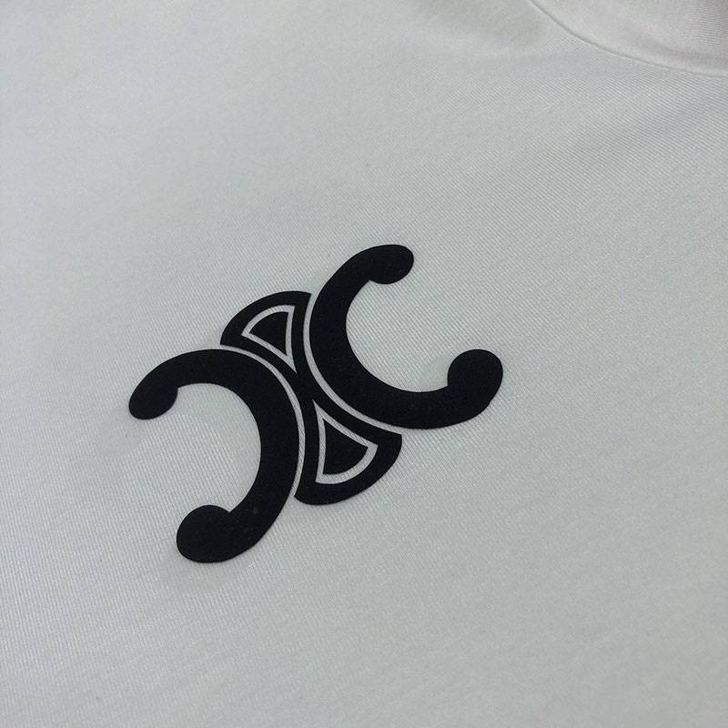 超希少！セリーヌ トリオンフ Tシャツ 偽物 コットン ブラック / ホワイト Cev58439高い品質