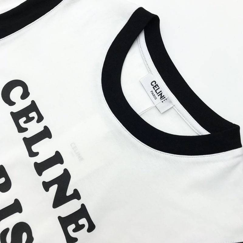 完売必至セリーヌ パリ ボクシーTシャツ 偽物 コットン ブラック&ホワイト Cev71778激安送料無料