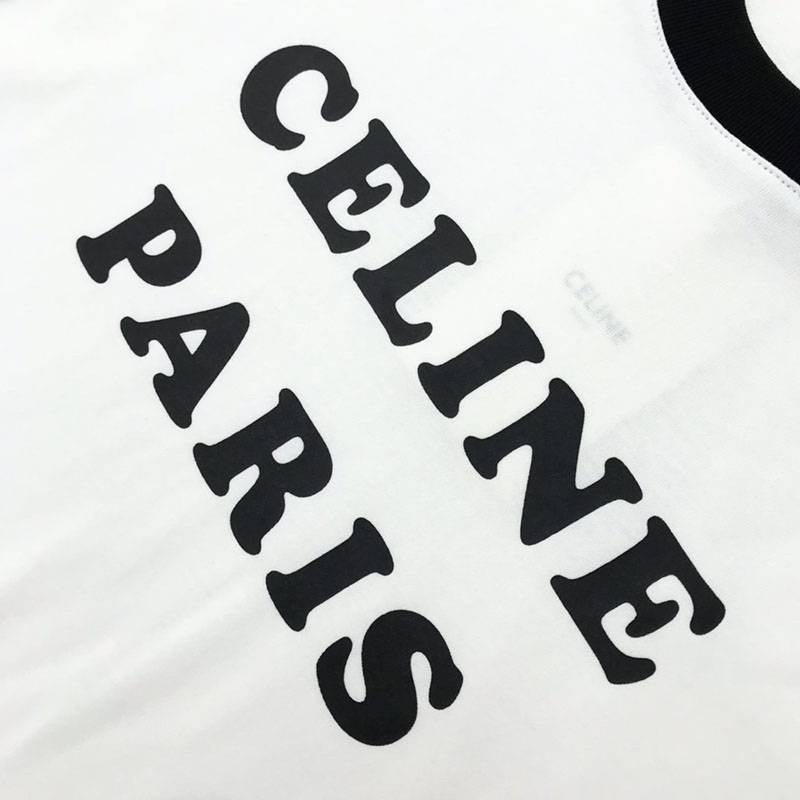 完売必至セリーヌ パリ ボクシーTシャツ 偽物 コットン ブラック&ホワイト Cev71778高い品質