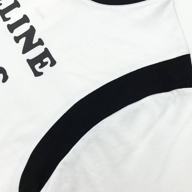 完売必至セリーヌ パリ ボクシーTシャツ 偽物 コットン ブラック&ホワイト Cev71778人気