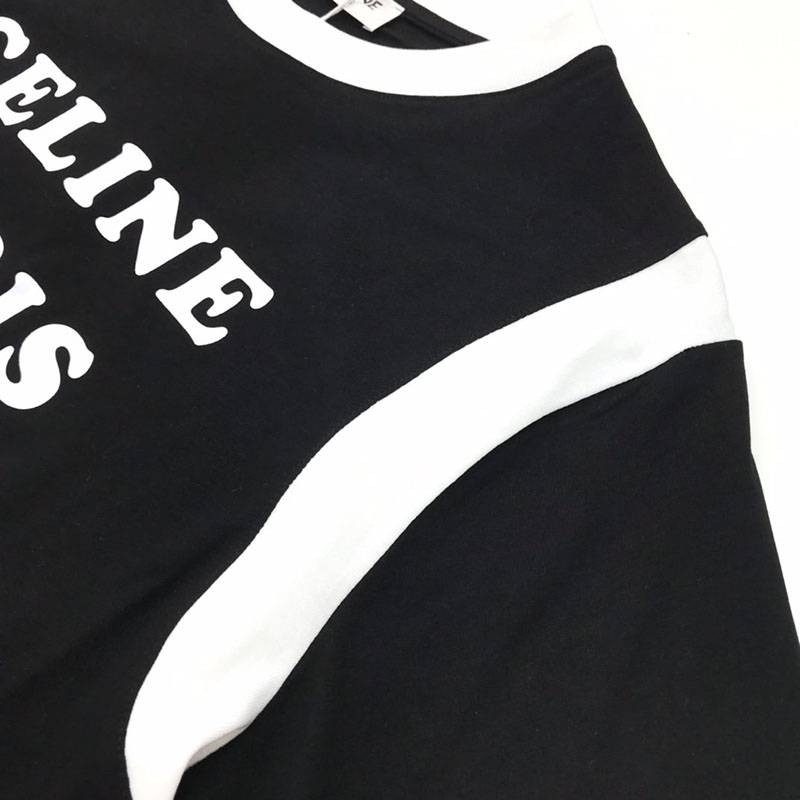 最安値挑戦セリーヌ パリ ボクシーTシャツ コピー コットン ホワイト&ブラック Cew26552人気
