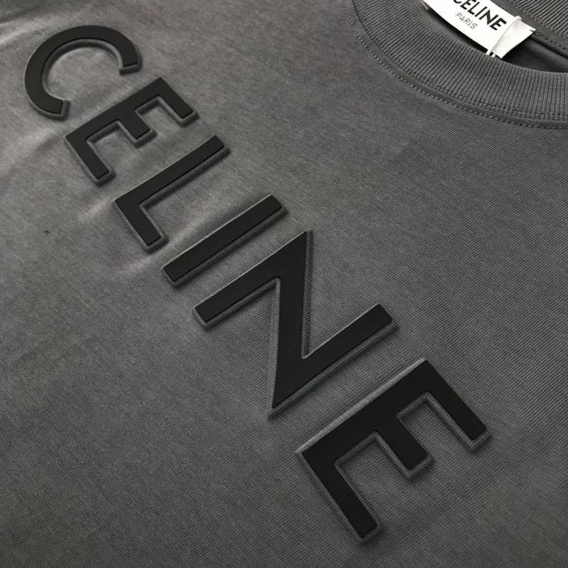 争奪戦セリーヌ 偽物 ルーズ Tシャツ コットン グレー Cey81651人気