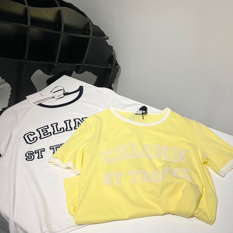 新作 大人気 セリーヌ サントロペコットンフロックTシャツ偽物 Cez89396人気