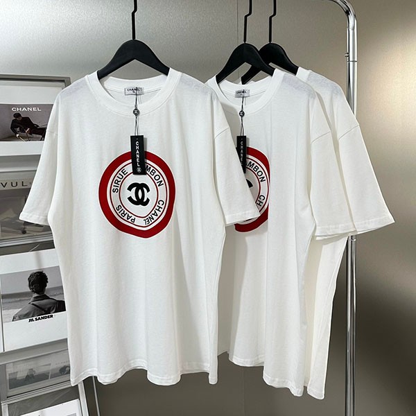 シャネル Tシャツ 偽物 半袖 コットン ロゴ ホワイト sho02448最高級