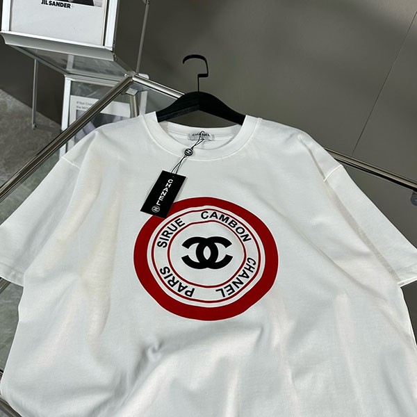 シャネル Tシャツ 偽物 半袖 コットン ロゴ ホワイト sho02448N級品