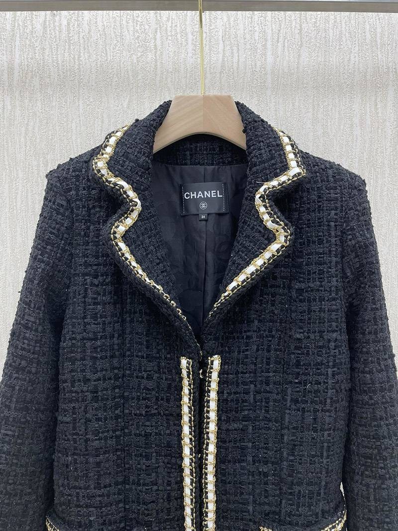 大人気！☆シャネル☆ 上品♪ RECAP ツイードダブルコート/ブラック shs43689通販