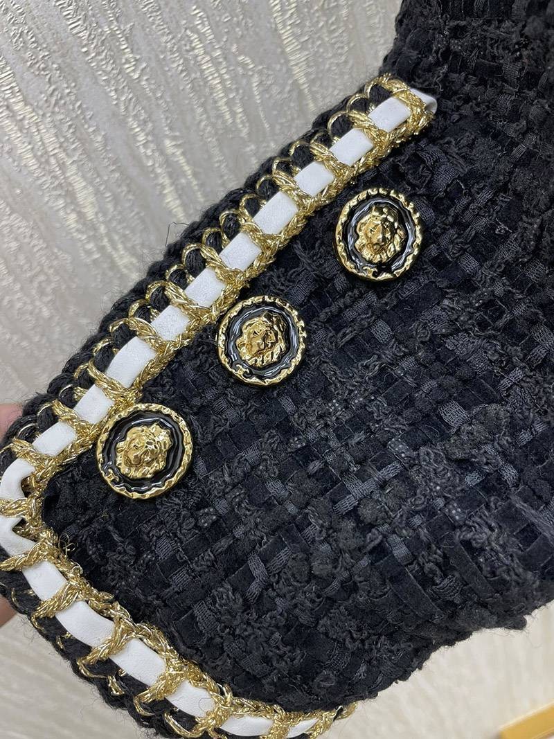 大人気！☆シャネル☆ 上品♪ RECAP ツイードダブルコート/ブラック shs43689高い品質