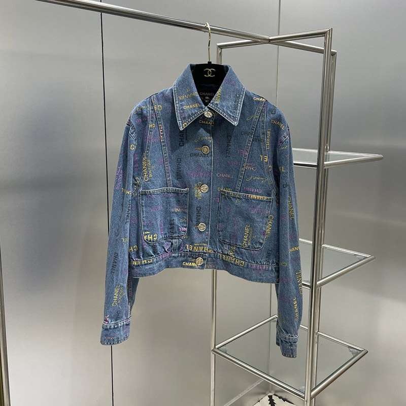 日本未入荷シャネル プリント デニム ジャケット コピー shx62606N級品