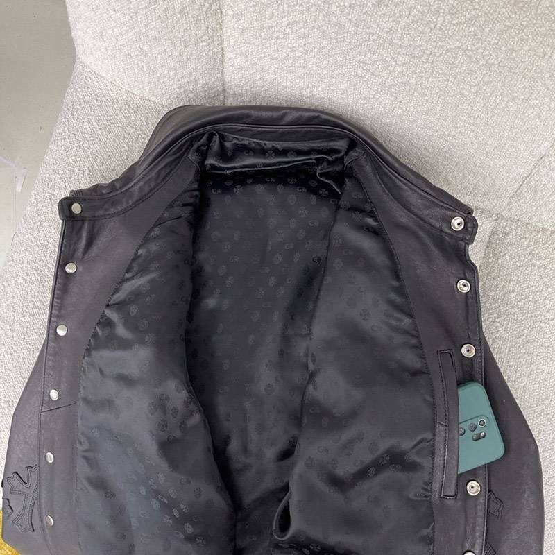 稀少クロムハーツ JJ DEANレザー ジャケットセメタリークロス 偽物 Kud59066品質保証