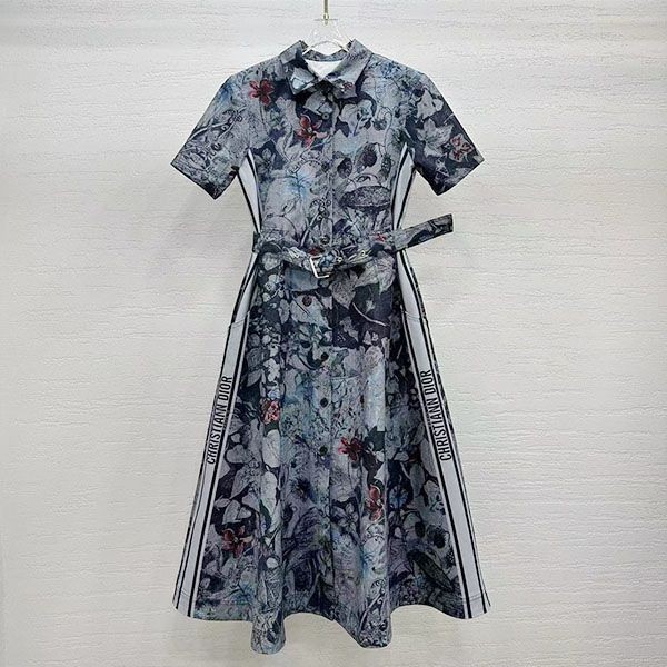 使い勝手良しディオール コピー Toile de Jouy柄 コットン 半袖シャツドレス 251R81B3802X1821