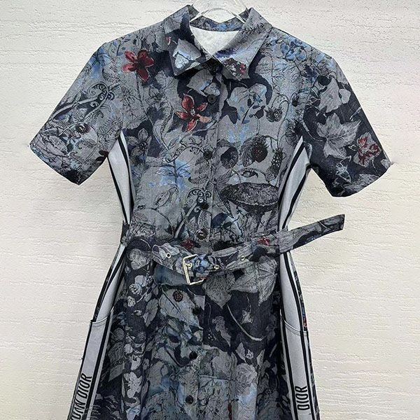 使い勝手良しディオール コピー Toile de Jouy柄 コットン 半袖シャツドレス 251R81B3802X1821激安送料無料