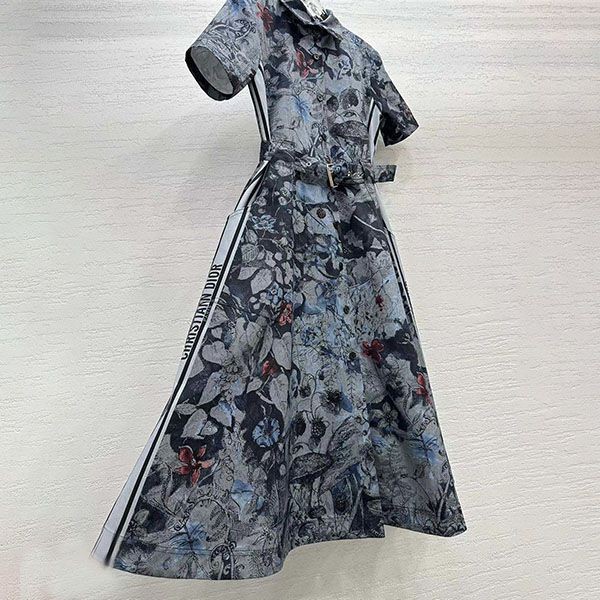 使い勝手良しディオール コピー Toile de Jouy柄 コットン 半袖シャツドレス 251R81B3802X1821高い品質