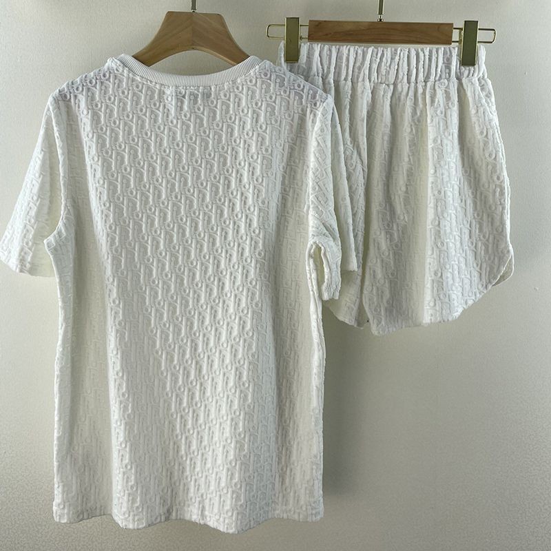 入手困難ディオール Tシャツ パロディ オブリーク ラウンドネック テリーコットン 上下セット dei22868高い品質