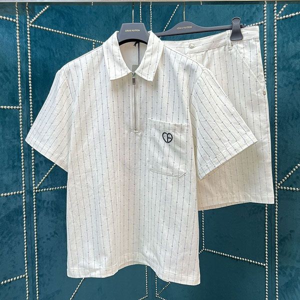 ディオールホワイトコットンデニム Tシャツ コピー上下セット dek11725