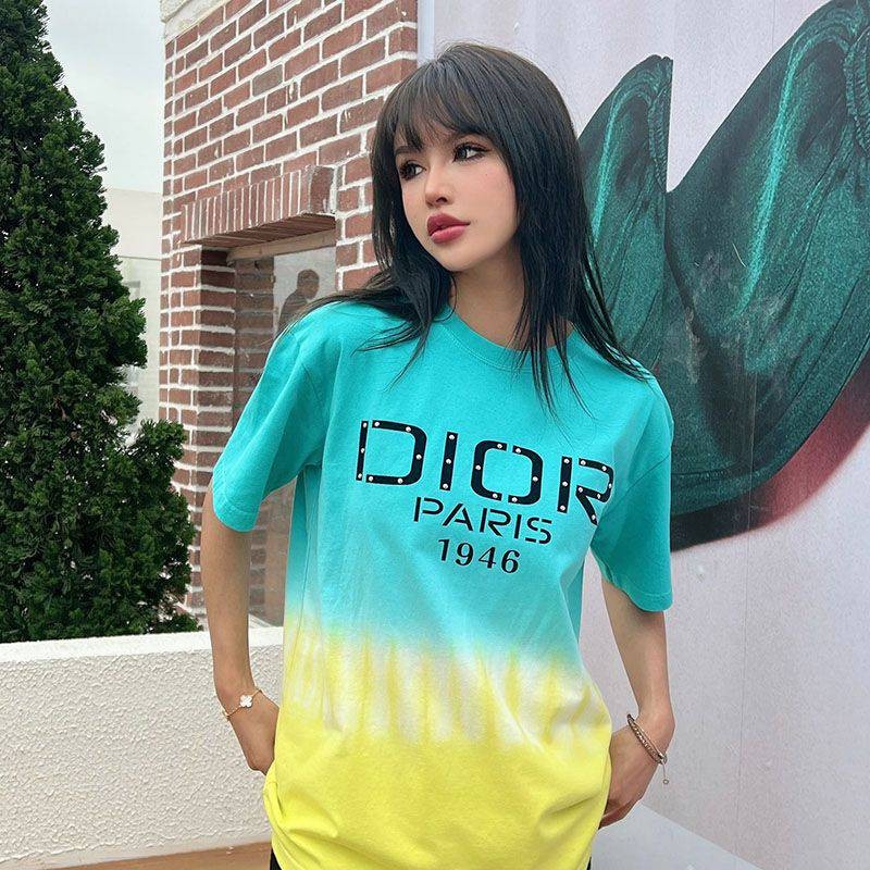 人気急上昇ディオール コピー グラデーション ロゴ コットン Tシャツ dek47597N級品