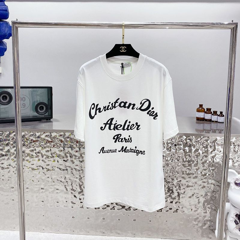 21AW新作◆上質 ディオール Tシャツ 偽物 シンプル ロゴ刺繍入り コットンジャージー dep21203激安送料無料