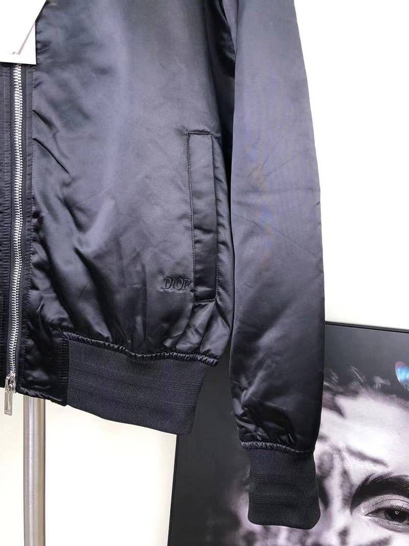 超希少！ディオール ロゴブラックナイロンジップボンバージャケット偽物 des46727高い品質