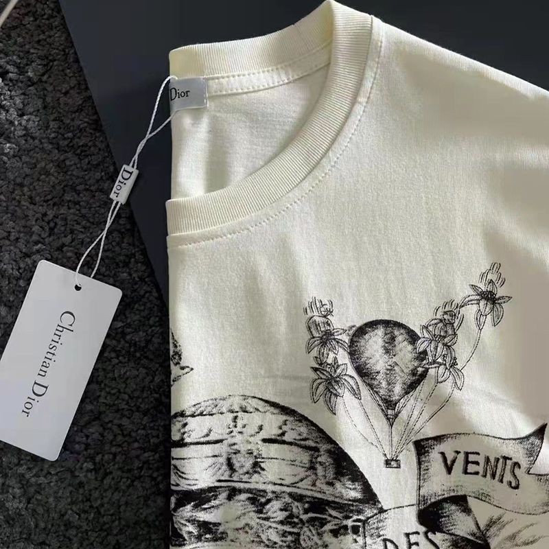 可愛い◆上質 ディオール Tシャツ 偽物 シンプル ロゴ刺繍入り コットンジャージー des48459激安送料無料