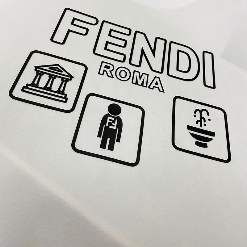 人気No1 フェンディ ROMA ロゴ クルーネック偽物 Tシャツ fek26035激安送料無料