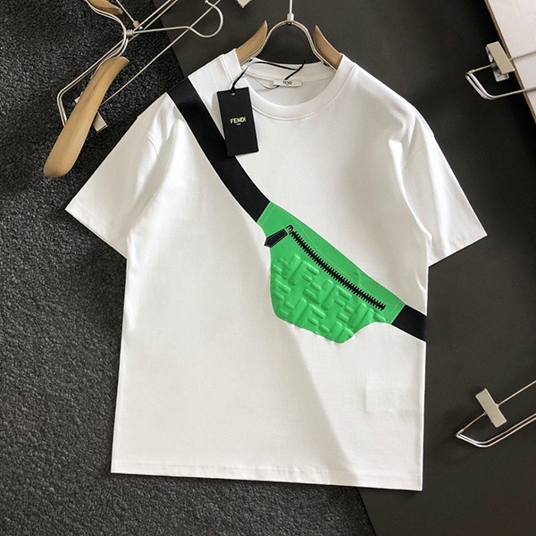定番フェンディ ホワイト ジャージー 半袖 Tシャツ コピー fem81586