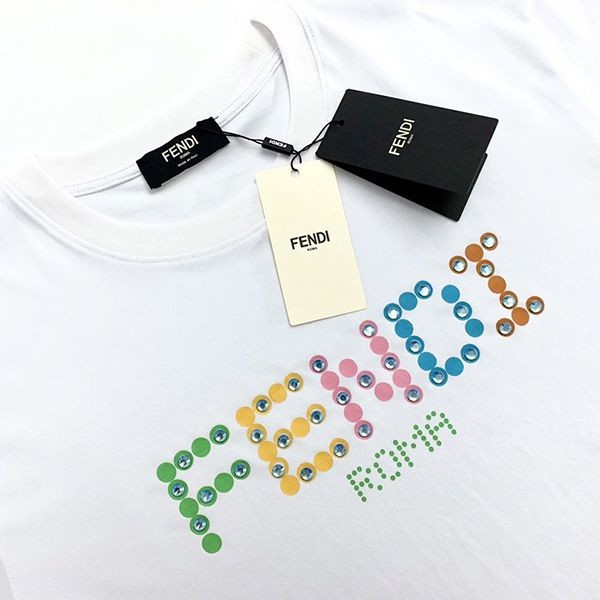 フェンディ◆クルーネックロゴジャージー 偽物Tシャツ feq79089激安送料無料