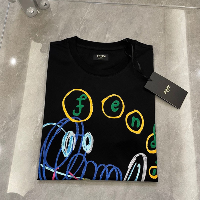 春夏新作 フェンディ◆クルーネックロゴジャージーTシャツ スーパーコピー few05695激安送料無料