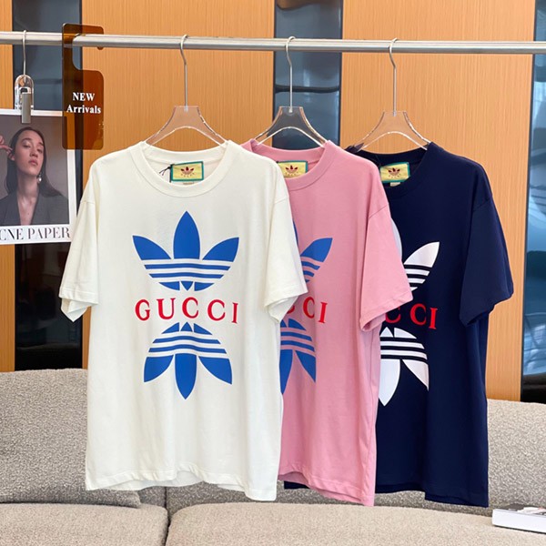 注目コラボ★ アディダス x グッチ 偽物 コットンジャージー Tシャツ 半袖 548334XJEMJ5904激安送料無料