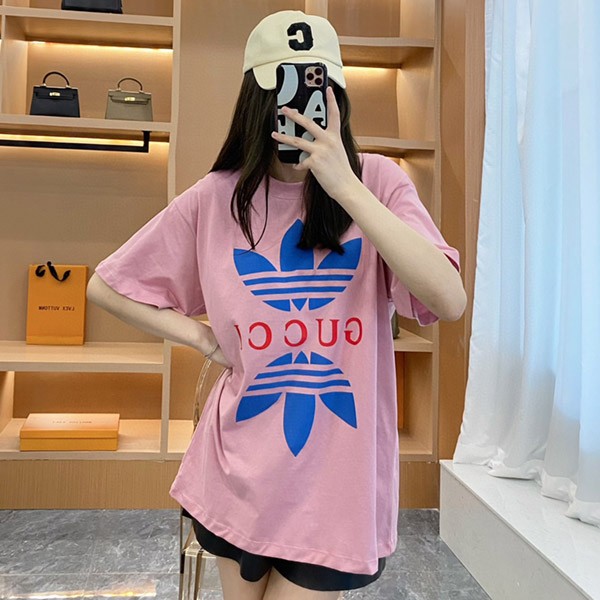 注目コラボ★ アディダス x グッチ 偽物 コットンジャージー Tシャツ 半袖 548334XJEMJ5904高い品質
