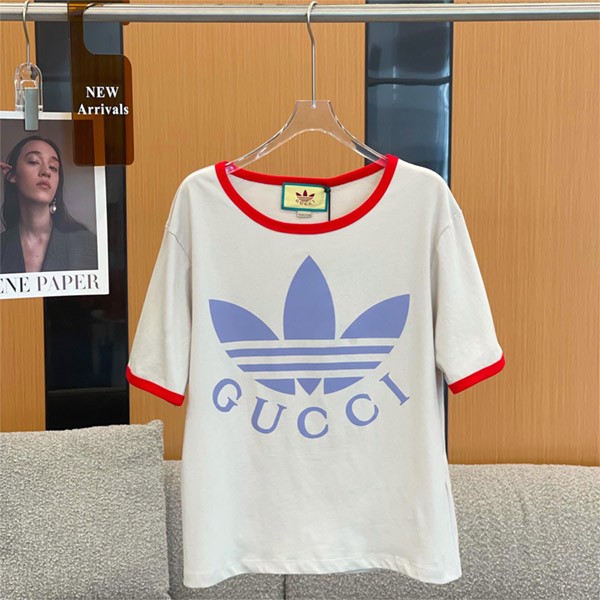 希少色【コラボ★】アディダス×グッチ コピー コットン ジャージ Tシャツ 2色 702612XJEB15939高い品質