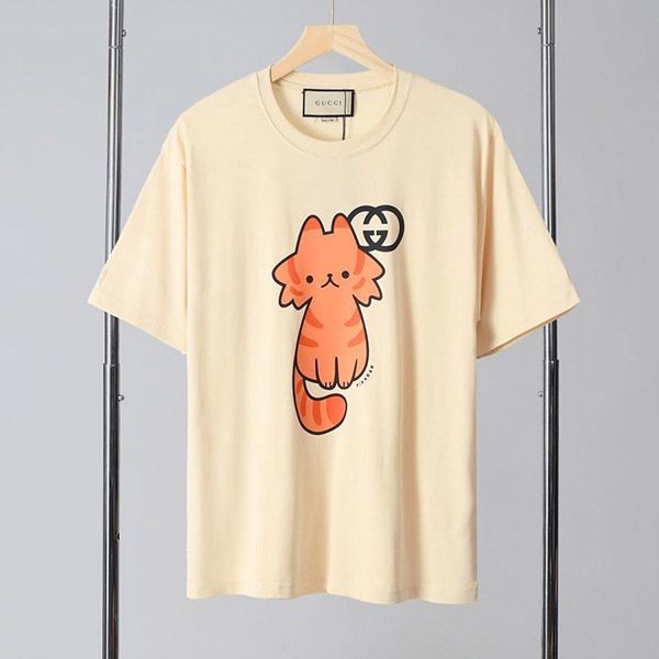 目を惹くカラー グッチ プリント コットン Tシャツ スーパーコピー gua50728N級品