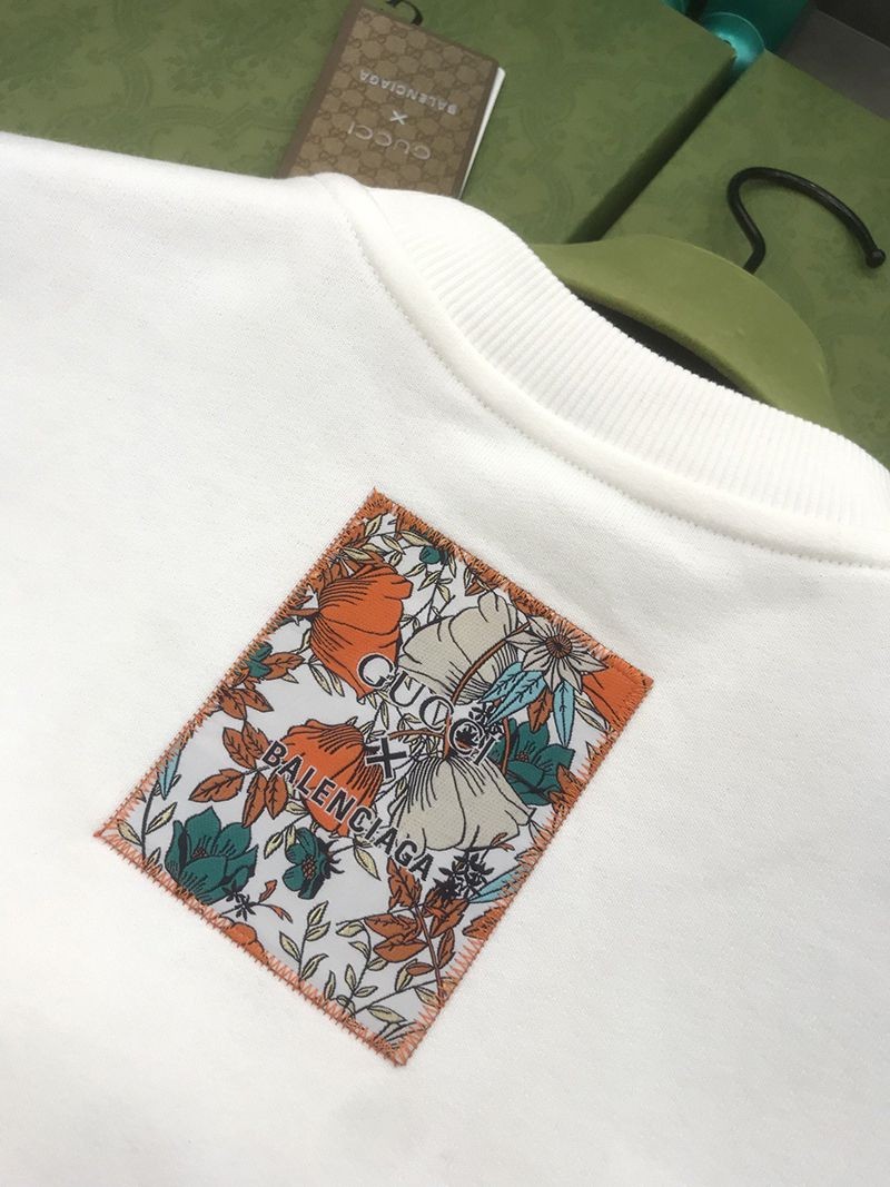 《大人気》バレンシアガ×グッチ スーパーコピー ホワイト コットンスウェットシャツ gub31507N級品