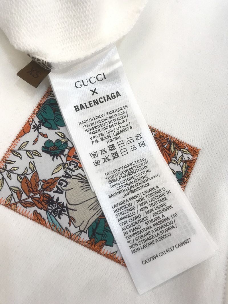 《大人気》バレンシアガ×グッチ スーパーコピー ホワイト コットンスウェットシャツ gub31507代引きを販売
