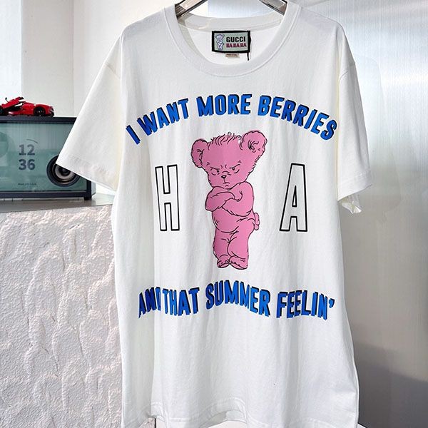 すぐ届く グッチ アニマル プリント コピー コットン Tシャツ guf59456高い品質