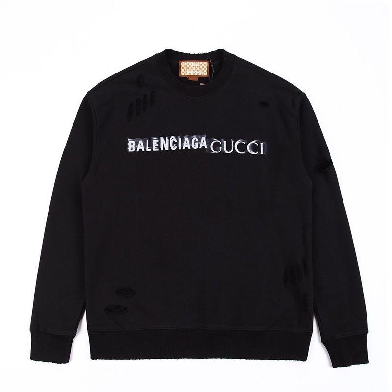 可愛いバレンシアガ×グッチ コットンスウェットシャツ コピー ブラック gug21022