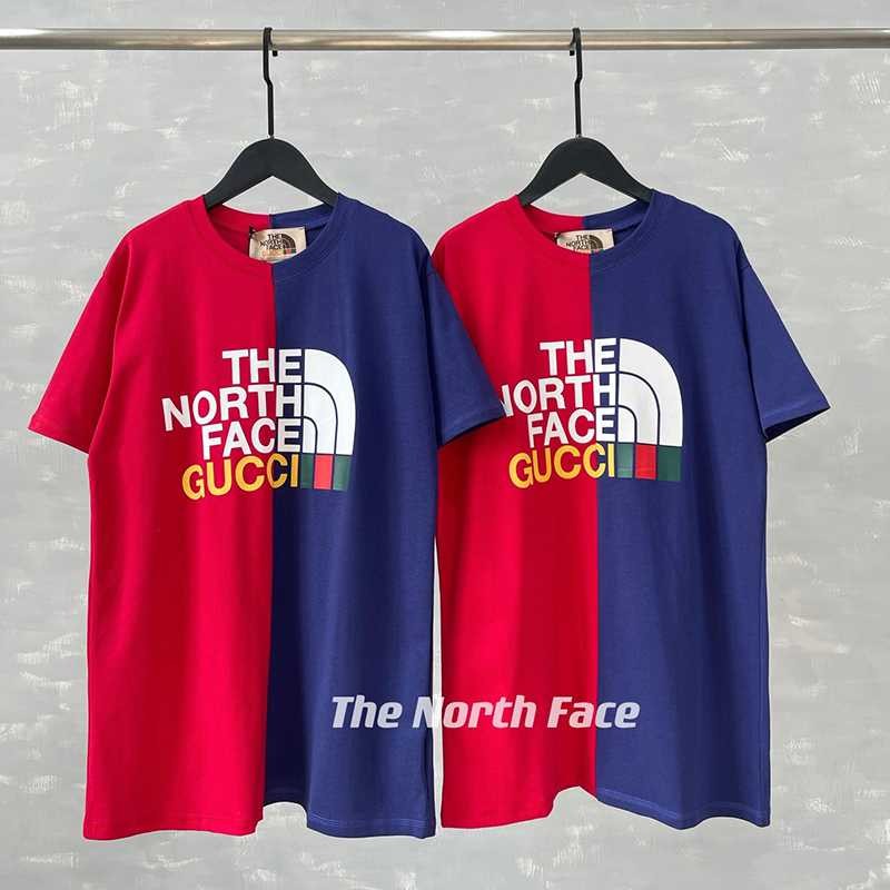 人気急上昇グッチ×ノースフェイス パッチワーク クルーネック Tシャツ コピー guh27350激安送料無料