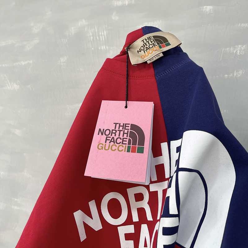 人気急上昇グッチ×ノースフェイス パッチワーク クルーネック Tシャツ コピー guh27350高い品質