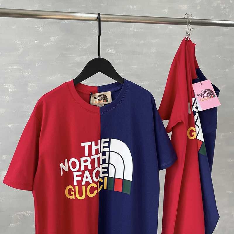 人気急上昇グッチ×ノースフェイス パッチワーク クルーネック Tシャツ コピー guh27350最高級
