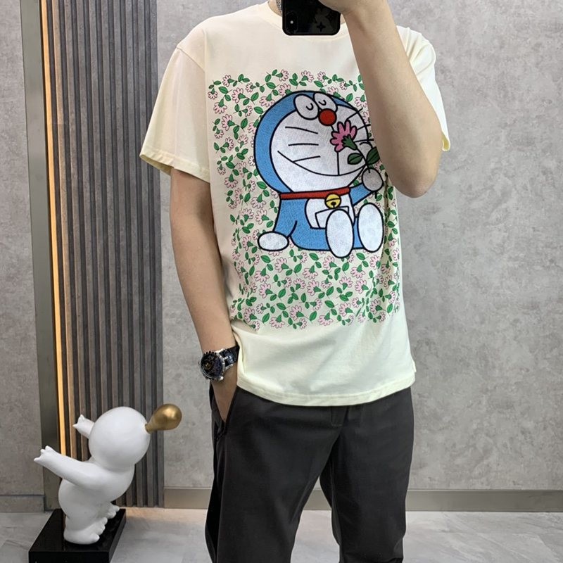 《大人気》ドラえもんx グッチ 偽物 オーバーサイズ Tシャツ guh99279品質保証