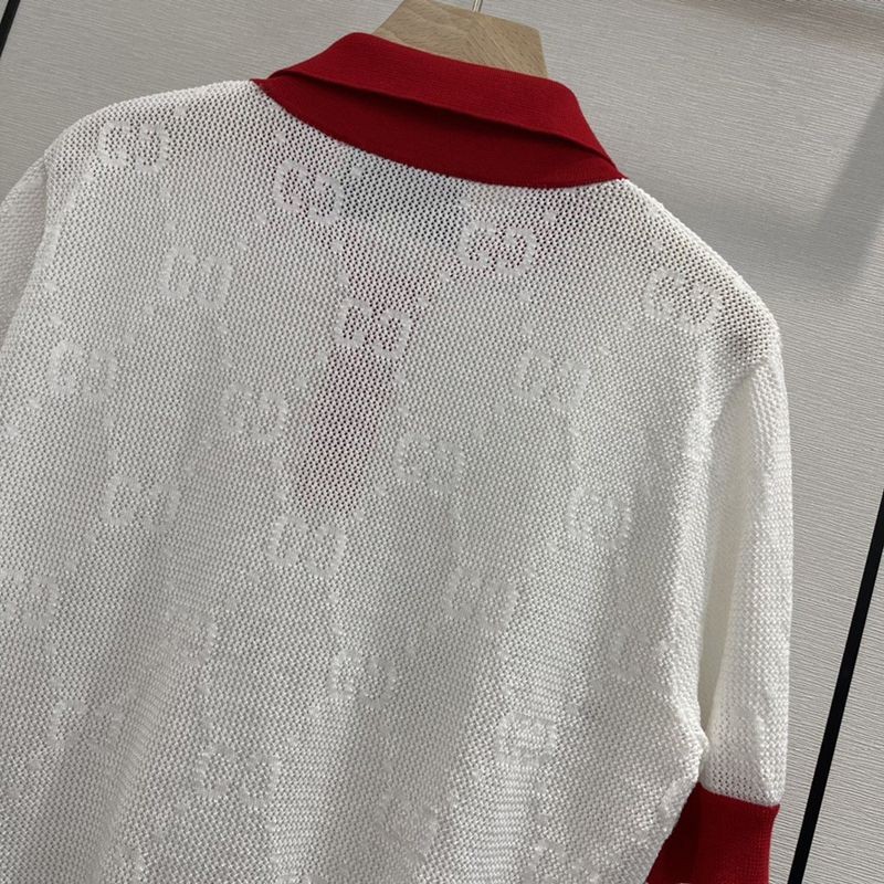 超話題!22新作 グッチ GGニット ストライプコットン ポロミニTシャツ コピー guj76575人気