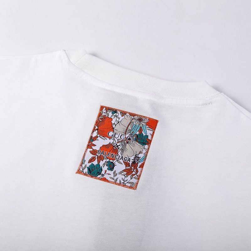 追跡付き発送バレンシアガ×グッチ コピー ホワイト ロゴ Tシャツ guj97303N級品
