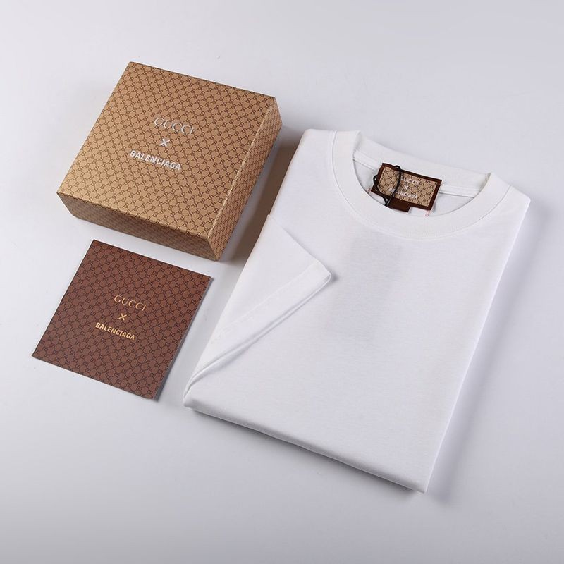 追跡付き発送バレンシアガ×グッチ コピー ホワイト ロゴ Tシャツ guj97303品質保証