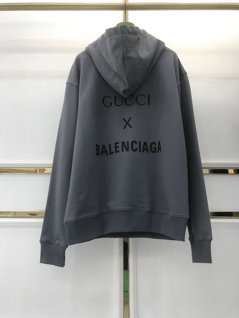 【限定カラー】グッチ×バレンシアガ 偽物 グレー コットン パーカー guk16446通販