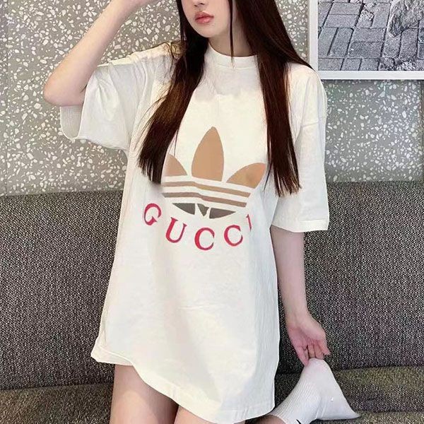 最安値挑戦 グッチ×adidas オーバーサイズ コットン コピー Tシャツ gul17263人気