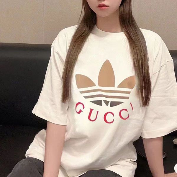 最安値挑戦 グッチ×adidas オーバーサイズ コットン コピー Tシャツ gul17263最高級
