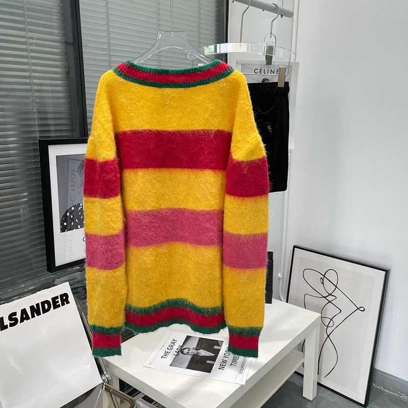 完売必至 グッチ 100周年 カーディガン トップス 偽物 ブラッシュドモヘア gul22894代引きを販売