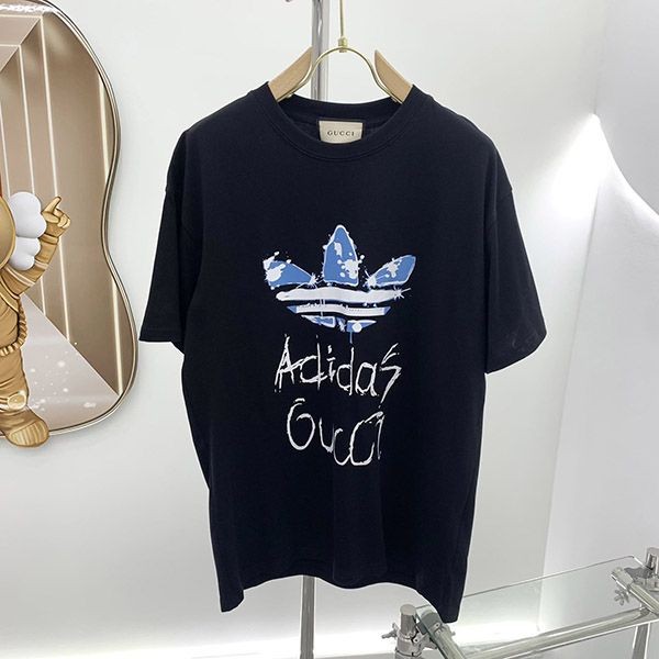 ブティック♪adidas x グッチ コットン 偽物 Tシャツ gul99522