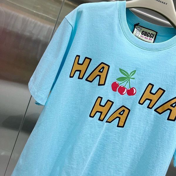 最安値挑戦 グッチ さくらんぼ コットン Tシャツ 偽物 gum32967激安送料無料