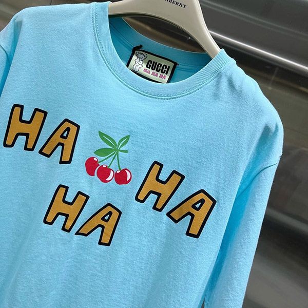 最安値挑戦 グッチ さくらんぼ コットン Tシャツ 偽物 gum32967高い品質