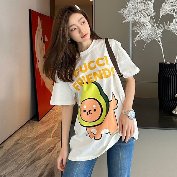 ☆超人気☆グッチ×Kawaii 偽物 キャットプリント Tシャツ gum95166通販